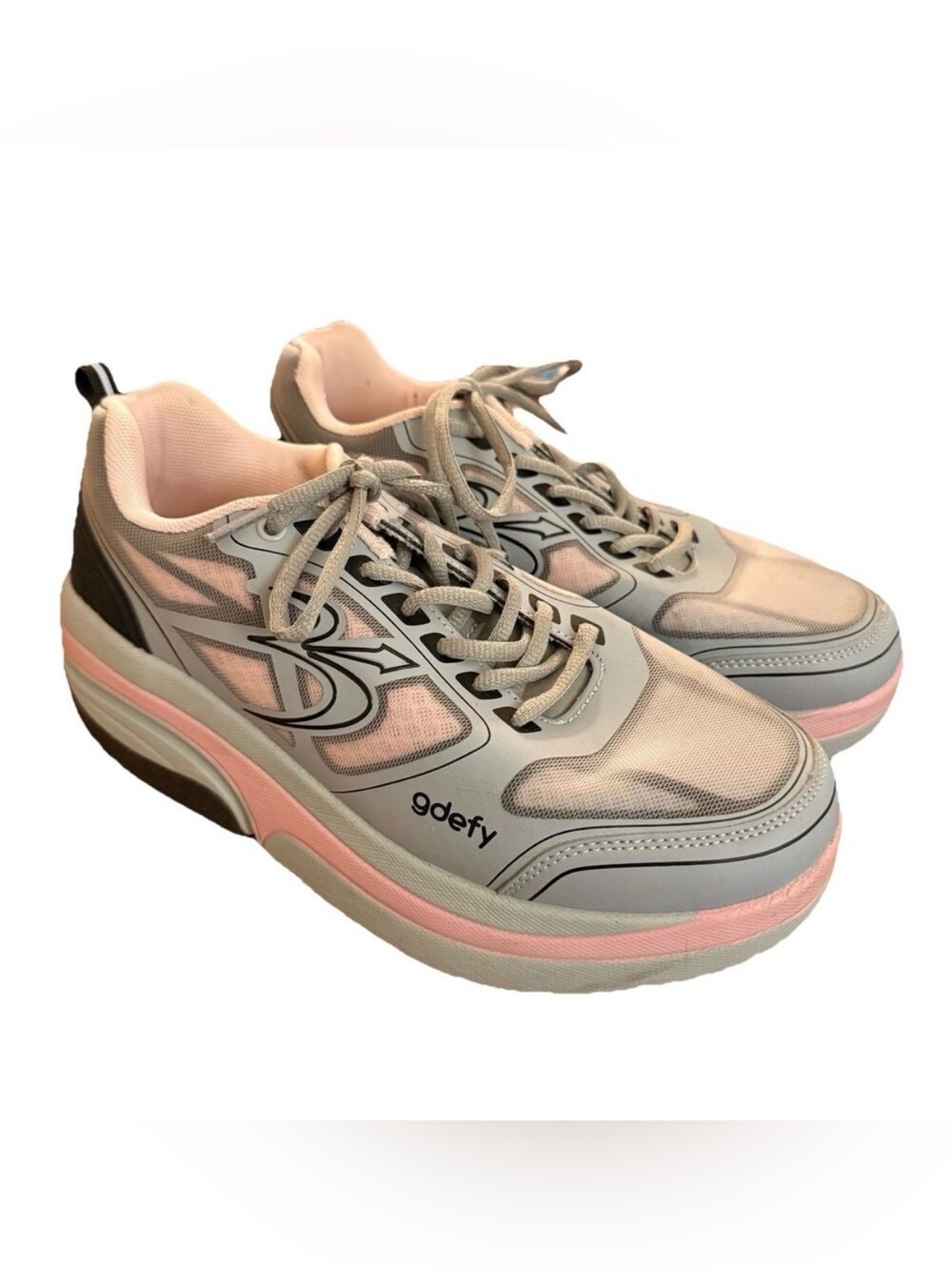 Gdefy Gravity Defyer Womens Sz 9 Gray Pink Mighty Walk Running Sneakers Shoes